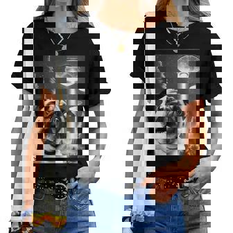 Pug Alien Ufo Taking A Selfie Dog Mom Dad Women T-shirt - Thegiftio