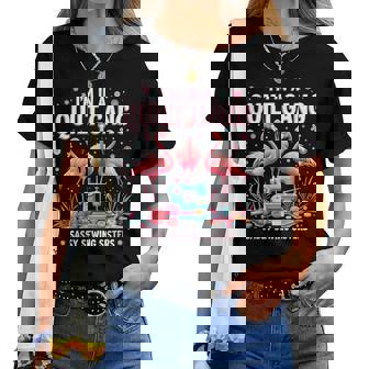 Quilting Flamingo Sewing I'm In A Quilting Gang Sassy Women T-shirt | Mazezy