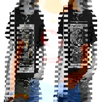 Tarot Card Mom Dead Inside But Caffeinated Skeleton Women T-shirt | Mazezy