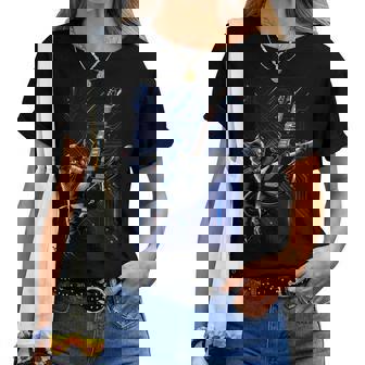 Gato Guitarra Tocando Rocktar Rock N' Roll Para Hombres Es Y Niños Manga Larga Camiseta de mujer - Regaloses