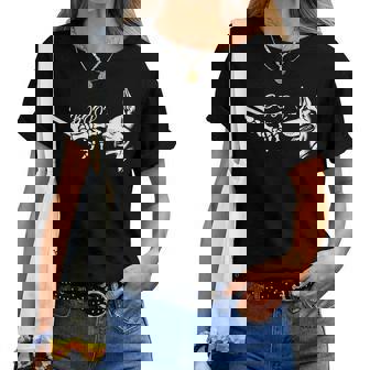 German Shepherd Skeleton Hand Boop Halloween Pet Girls Women T-shirt | Mazezy