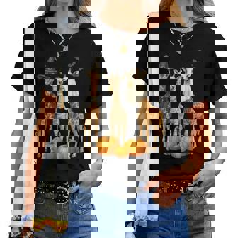 Giraffe Boo Mummy Witch Halloween Costume Giraffe Pumpkin Women T-shirt | Mazezy