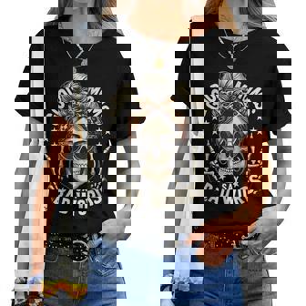 Good Moms Say Bad Words Messy Bun Mom Skeleton Leopard Women T-shirt - Thegiftio