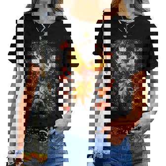 Gothic Phoenix Rose Enchanted Vintage Floral Mythical Bird Women T-shirt | Mazezy