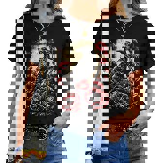 Gothic Raven Rose Floral Crow Women T-shirt | Mazezy