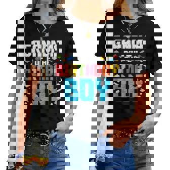 Grandma Of The Birthday Boy Master Builder Building Blocks Women T-shirt - Thegiftio