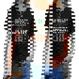 Grandma Of The Birthday Girl Highland Cow Print First Bday Women T-shirt - Thegiftio