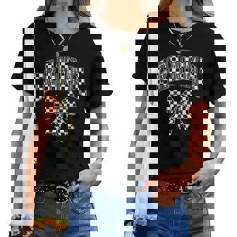 Grandma Racing Race Car Checkered Family Birthday Matching Women T-shirt | Seseable CA