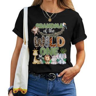 Grandma Of The Wild One 1St Birthday Family Safari Jungle Women T-shirt - Thegiftio UK