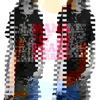 Groovy Mama Of A Heart Warrior Disease Awareness Chd Women T-shirt | Mazezy