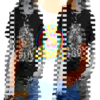 Groovy Peace Sign Hippie Retro Tie Dye Women T-shirt - Thegiftio