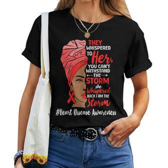 Heart Health Black Melanin Heart Disease Awareness Chd Women T-shirt - Thegiftio UK
