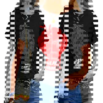 Heart Warrior Heart Disease Awareness Month Go Red Women T-shirt | Mazezy