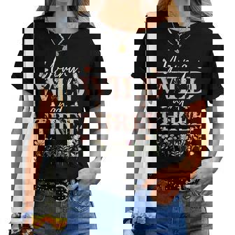 I'm Wild And Three Wildflower Floral 3Rd Birthday Girl Women T-shirt | Mazezy