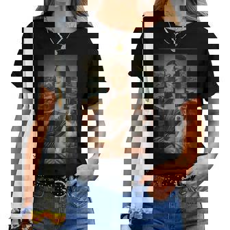 Jack Russel Mona Lisa Pittura Artistica Cane Mamma Papà Maglietta da donna - Novitaregali