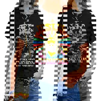 Jesus Revolution Christian Faith Retro Groovy Hippie Flower Women T-shirt - Thegiftio