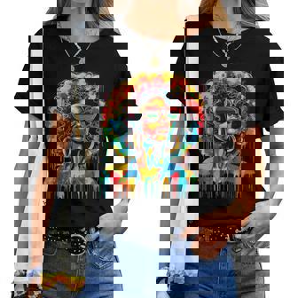 Junenth Black Queen Afro African Melanin Dripping Women T-shirt - Thegiftio