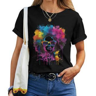 Junenth Black Woman Queen Afro African Melanin Dripping Women T-shirt - Thegiftio