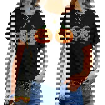 Just Here For The Pumpkins Halloween Couple Men Women T-shirt | Mazezy