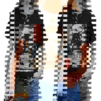 Kawaii Anime Cat Ramen Japanese Graphic Ns Women T-shirt - Thegiftio