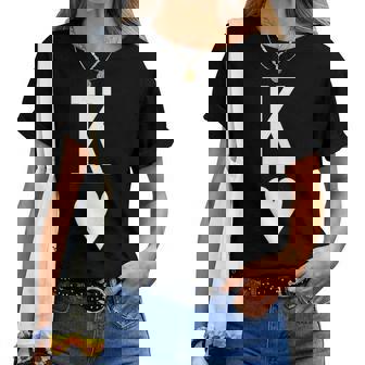 King Of Hearts Queen Of Hearts Couples Matching Letter K Women T-shirt | Mazezy