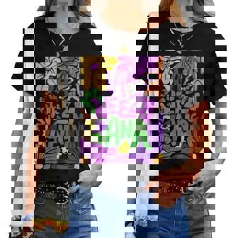 La Weezy Ana Boho Flower Groovy Mardi Gras Women T-shirt | Mazezy