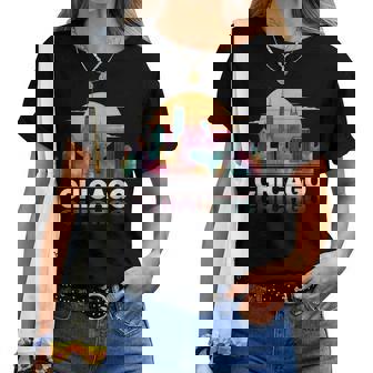 I Love Chicago Skyline Chicago City Tie Dye Chicago Women T-shirt - Thegiftio