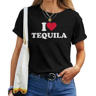 I Love Heart Tequila Lover Drinker Drinking Alcohol Women T-shirt - Thegiftio UK