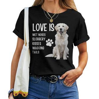 Love Is White English Cream Golden Retriever Mom Dog Puppy Women T-shirt - Thegiftio UK