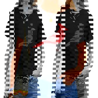 Lovely Northern Cardinal Bird Red Cardinal In Pocket Women T-shirt | Mazezy