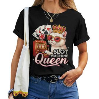 Lucky Slot Machine Queen Cute Cat Casino Gambling Lovers Women T-shirt - Thegiftio UK