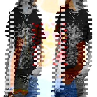 Lunettes Girafe Mignonne Avec Cœur Roseaint-Valentin Animal T-shirt femme - Cadeauxyz