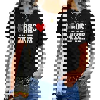 Lustiger Trucker Im Gag-Stilon I Heart Boobs And Beer Love T-shirt Frauen - Seseable