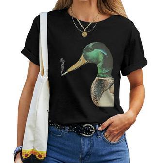 Mallard Smoking Cigarette Meme Mallard Duck Hunting Women T-shirt | Mazezy