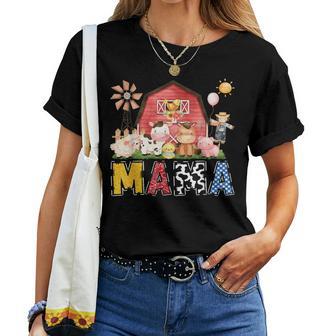 Mama Farm Cow Birthday Boy Matching Family Party Women T-shirt - Thegiftio UK