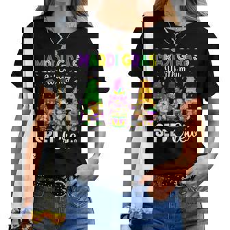 Mardi Gras With My Sped Teacher Gnomes Mardi Gras Costume For Women Women T-shirt - Thegiftio