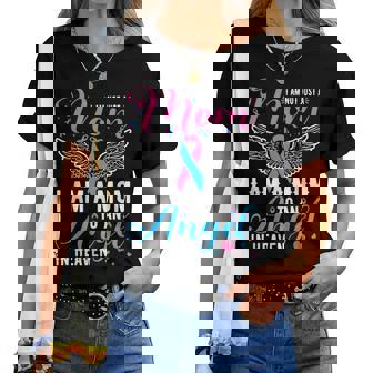 Mom Angel In Heaven Pink & Blue Pregnancy & Infant Loss Women T-shirt - Thegiftio