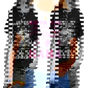 Monster Truck Mama Pink Monster Trucks Lover Mom Groovy Women T-shirt | Mazezy