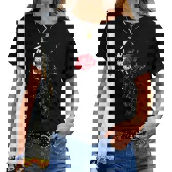 Moon Rose Flower Botanist Garden Flower Red Rose Women T-shirt | Mazezy