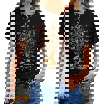 Multiple Sclerosis Awareness Butterfly Orange Ribbon Womens Women T-shirt - Thegiftio