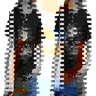 Mystical Sun And Moon With Woman Mystical Flowers Aesthetic Women T-shirt - Thegiftio