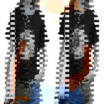 Noir Et Blanc Disco Ball Club Retro T-shirt femme - Cadeauxyz