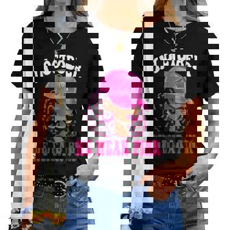 In October We Wear Pink Black Woman Breast Cancer Awareness Women T-shirt | Mazezy