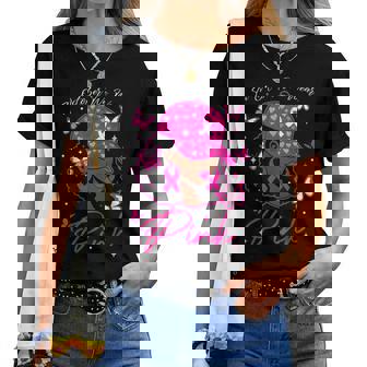 In October We Wear Pink Breast Cancer Awareness Black Women Women T-shirt | Mazezy