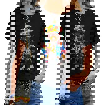 Oso De Peluche Colorido Hip-Hop Con Gráfico Con Capucha Cuello Camiseta de mujer - Regaloses