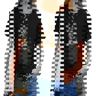 Perro Pastor Alemán En Bolsillo Asomando Lindo Cachorro Perro Camiseta de mujer - Regaloses