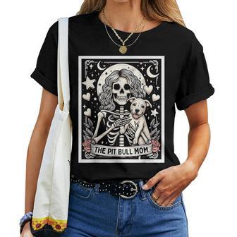 Pitbull Mom Tarot Card Cute Skeleton Pittie Mom Girls Women T-shirt - Thegiftio UK
