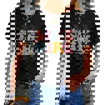 Plaisir À Damier Floral Rétropice Girl T-shirt femme - Cadeauxyz