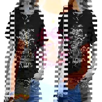 Pray Fight Believe Pink Black Woman Breast Cancer Awareness Women T-shirt | Mazezy