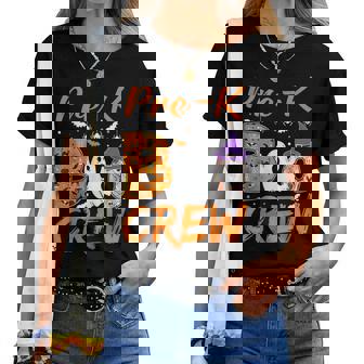 Pre K Boo Crew Teacher Student Halloween Pre Kindergarten Women T-shirt | Mazezy